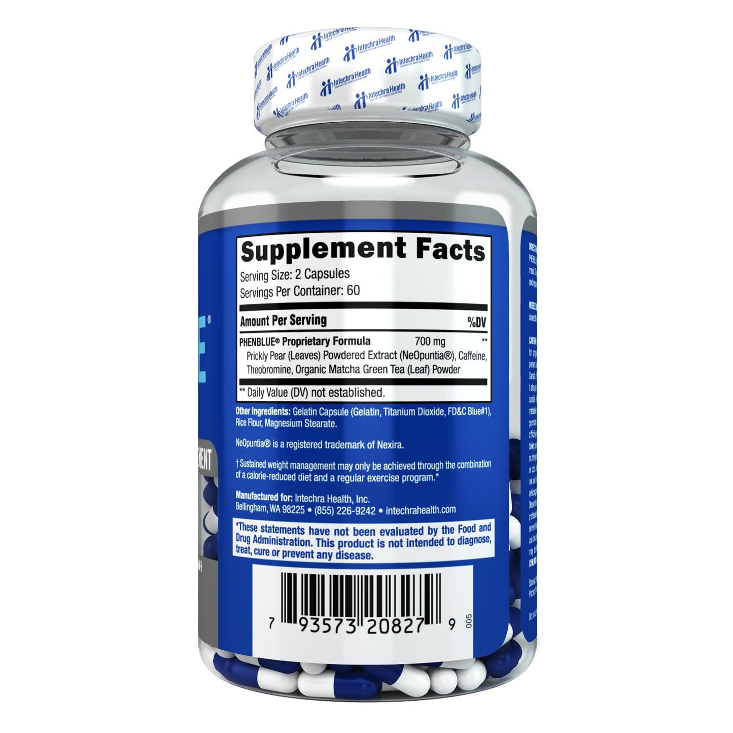 Diet pills bottle showing Supplement Facts panel and barcode