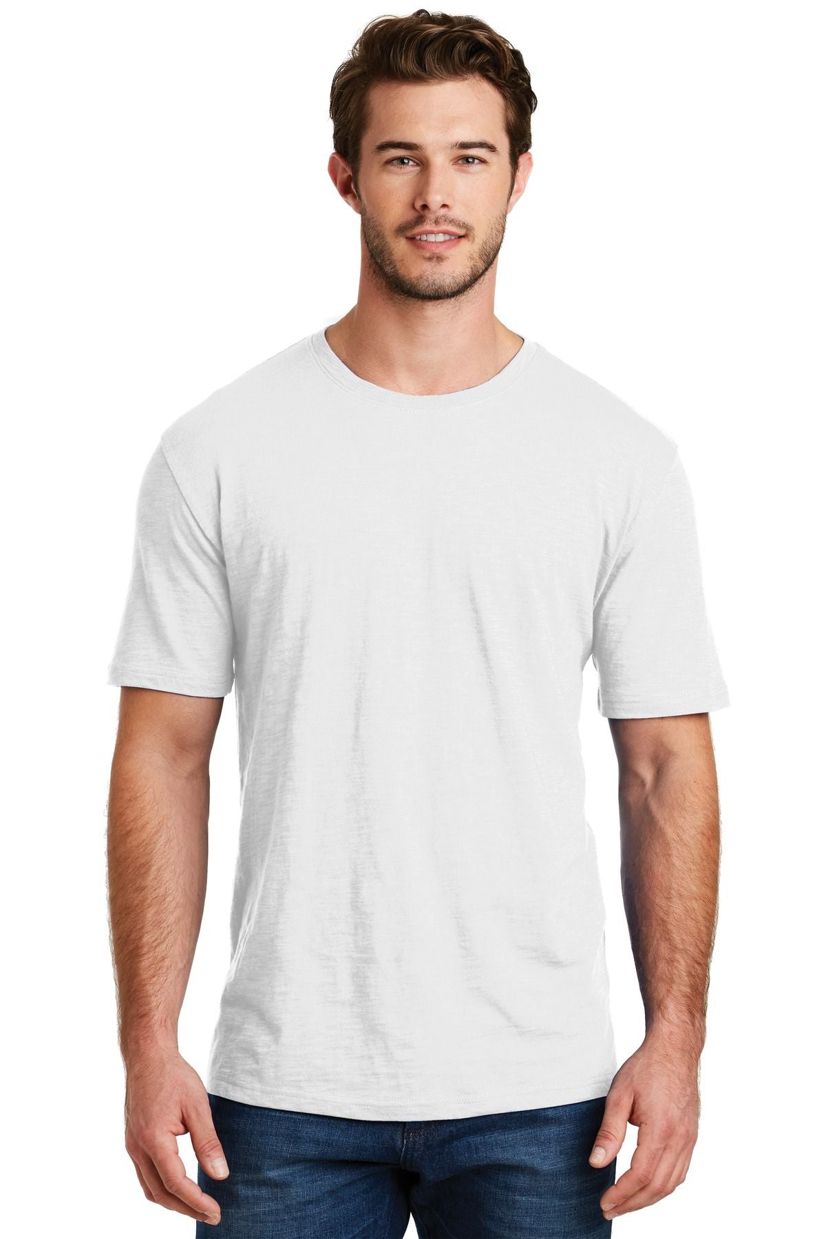 Men's white crewneck T-shirt, short sleeves
