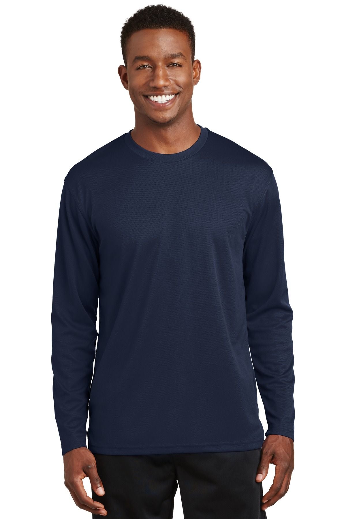 Long-sleeve Dri-Mesh t-shirt, navy, crew neck and long sleeves