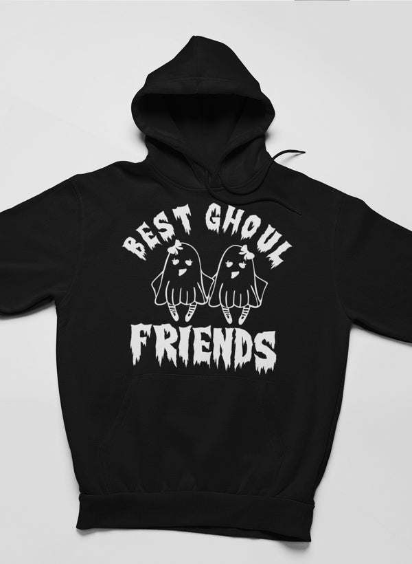 Black pullover hoodie, front “FRIENDS” ghost graphic