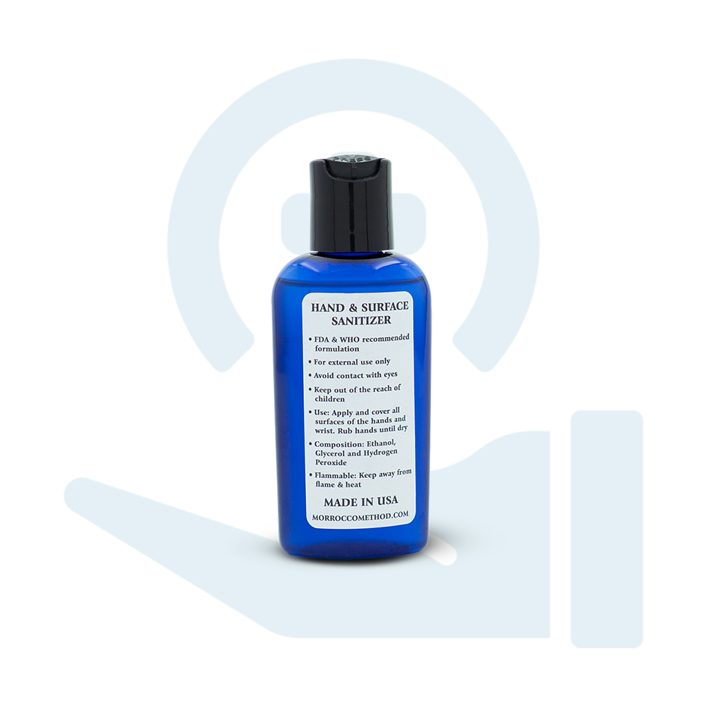 2 oz hand and surface sanitizer gel bottle with black pump cap
