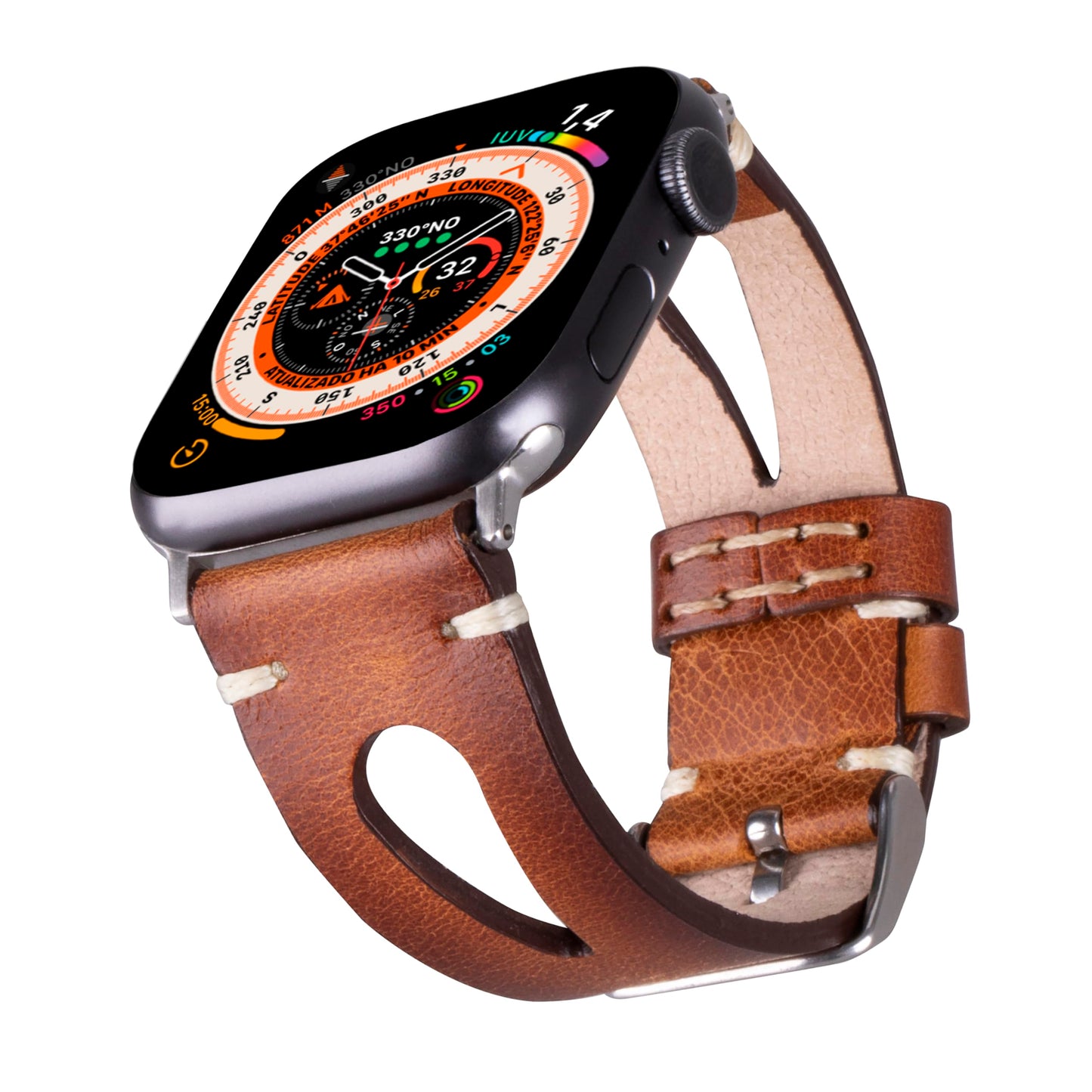 Leather Bands Compatible with Apple Watch Band 40 mm 38 mm 41 mm 42 mm 44 mm 45 mm 49 mm Band For Women Straps For Men Handmade Crazy Horse Full Grain Genuine Leather Strap for iWatch Series 9 8 7 6 SE Ultra 1 2 (38mm/40mm/41mm Space Gray Brown Medium) - Renee Lane Company