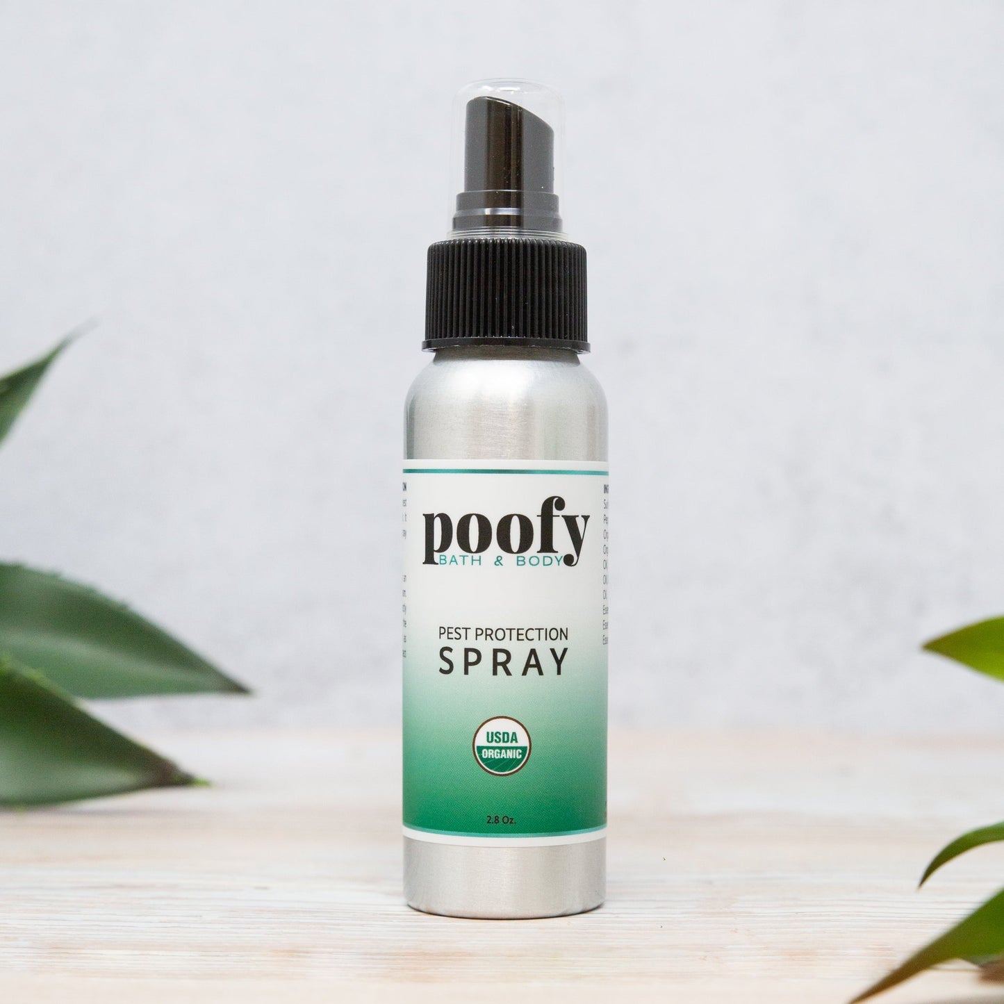 Poofy pest protection spray organic bottle with spray nozzle