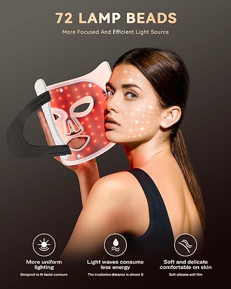 PurRed™ light therapy mask, snow white with open face panel and strap