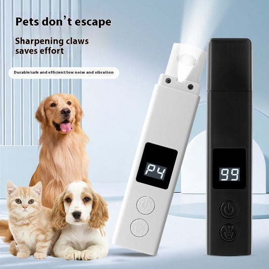 Electric pet nail polishing device, white and dark/black with digital displays