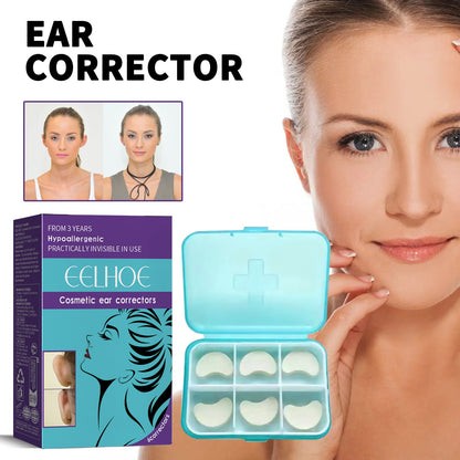 Cosmetic ear corrector stickers, open teal case showing white adhesive ear pads