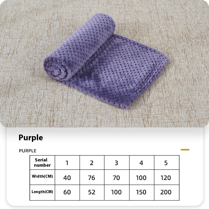 Dog fleece blanket, purple folded with rolled edge