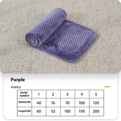 Dog fleece blanket, purple folded with rolled edge