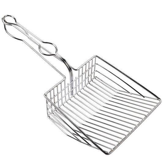 Cat litter shovel scoop with wire mesh steel pan and loop handle