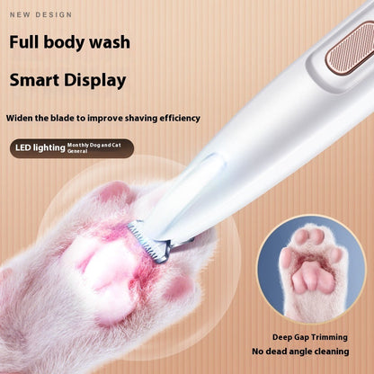 Pets Dog Paw Trimmer With LED Light Fully Waterproof Pet Hair Trimmer With LED Display Dog Clippers For Grooming Widen Blade - Renee Lane Company