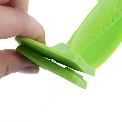 Green silicone snap strainer handle with locking tabs
