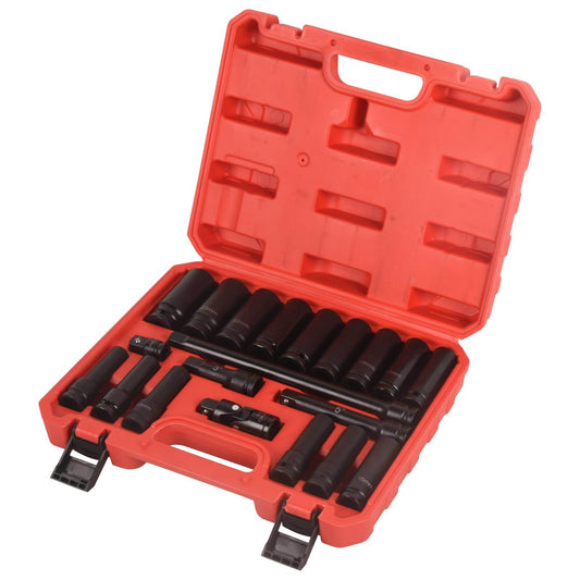 1/2" Drive Deep Impact Socket Set, 20Pcs Socket Set, 3',5',10' Extension Bars,3/8" to 1/2" Universal Joint, for use in all types of automotive or mechanical equipment - Renee Lane Company