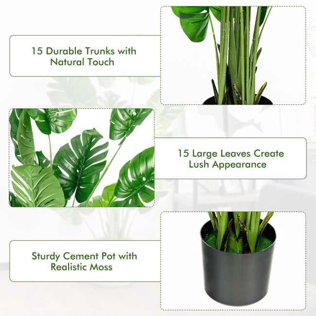 1/2pcs 5 Feet Artificial Tree Faux Monstera Deliciosa Plant for Home Indoor and Outdoor - Renee Lane Company