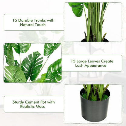 1/2pcs 5 Feet Artificial Tree Faux Monstera Deliciosa Plant for Home Indoor and Outdoor - Renee Lane Company