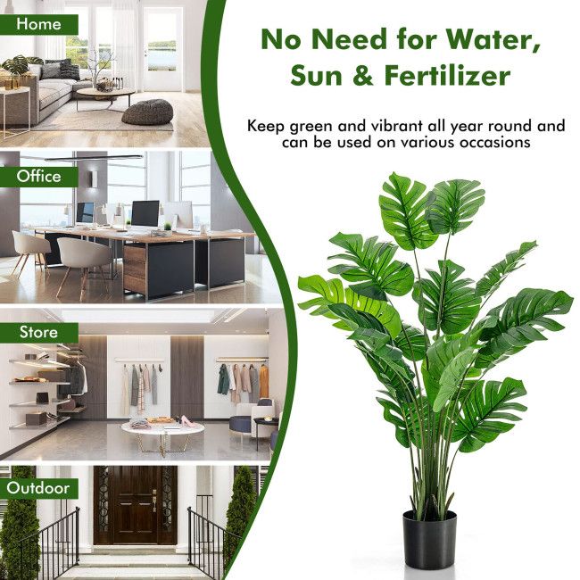 1/2pcs 5 Feet Artificial Tree Faux Monstera Deliciosa Plant for Home Indoor and Outdoor - Renee Lane Company