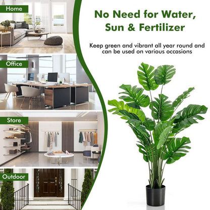 1/2pcs 5 Feet Artificial Tree Faux Monstera Deliciosa Plant for Home Indoor and Outdoor - Renee Lane Company