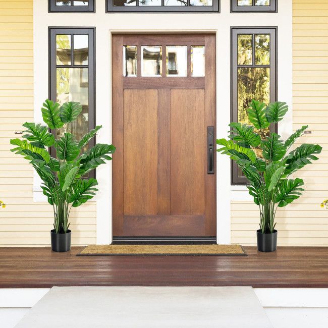 1/2pcs 5 Feet Artificial Tree Faux Monstera Deliciosa Plant for Home Indoor and Outdoor - Renee Lane Company