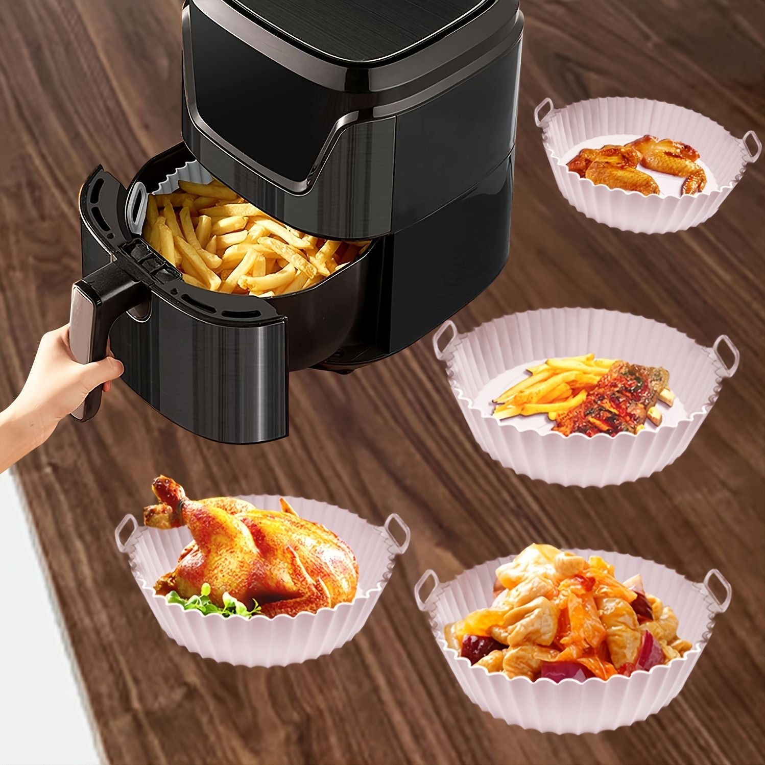 1/2pcs Air Fryer Silicone Pot; Reusable Air Fryer Liners; Silicone Air Fryer Basket; Food Safe Air Fryer Accessories - Renee Lane Company