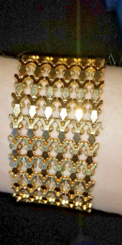 Mid-Century Italian 18k Solid Gold Bracelet Fabbrica Oreficeria Biffi Signed 3VI