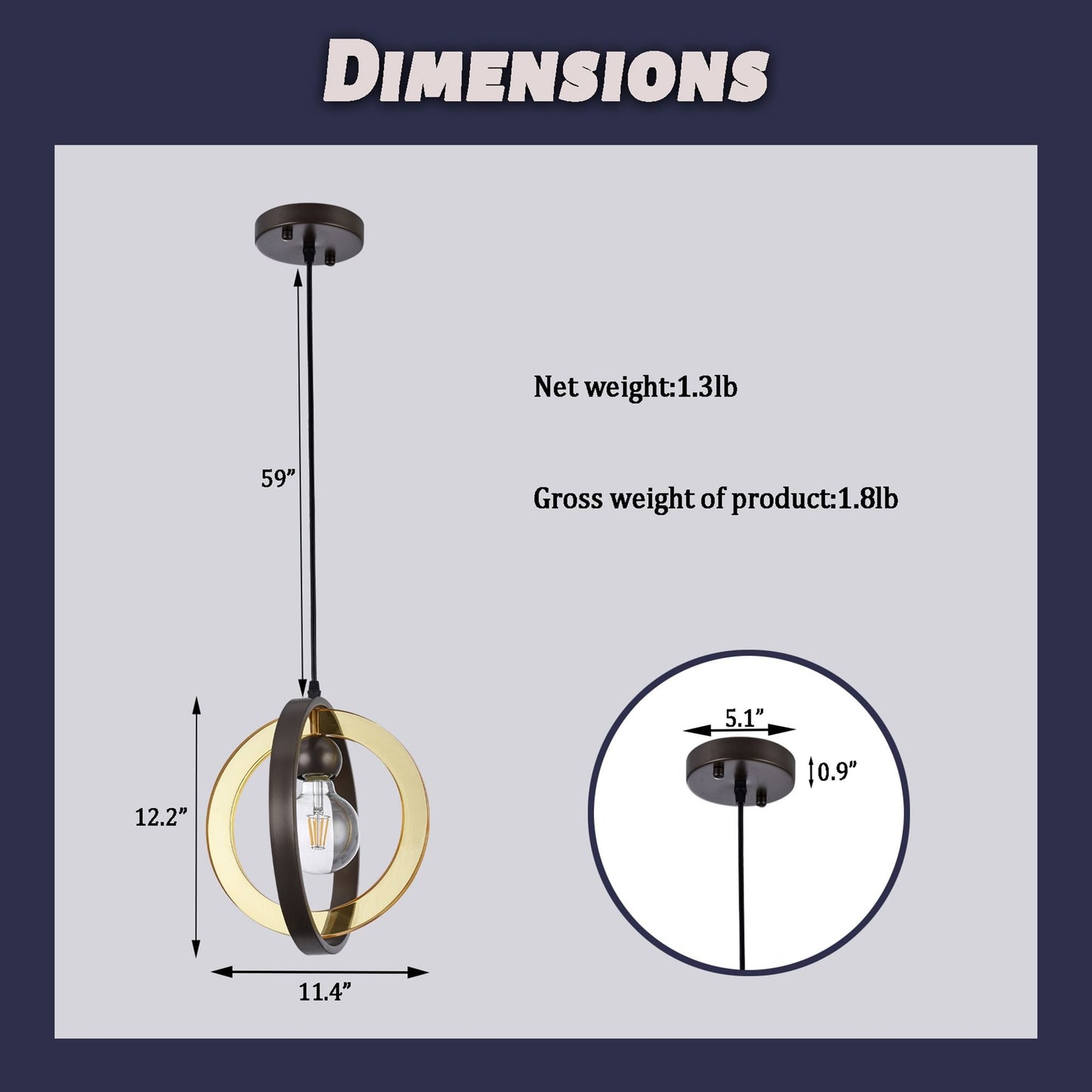 1-Light Matte Antique Bronze Chandelier(Bulb Not Included) - Renee Lane Company