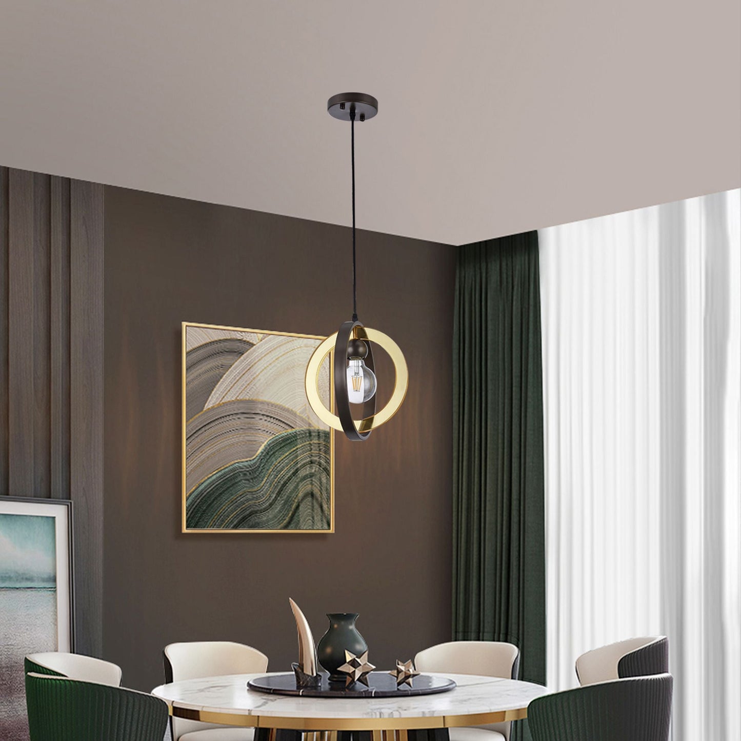1-Light Matte Antique Bronze Chandelier(Bulb Not Included) - Renee Lane Company