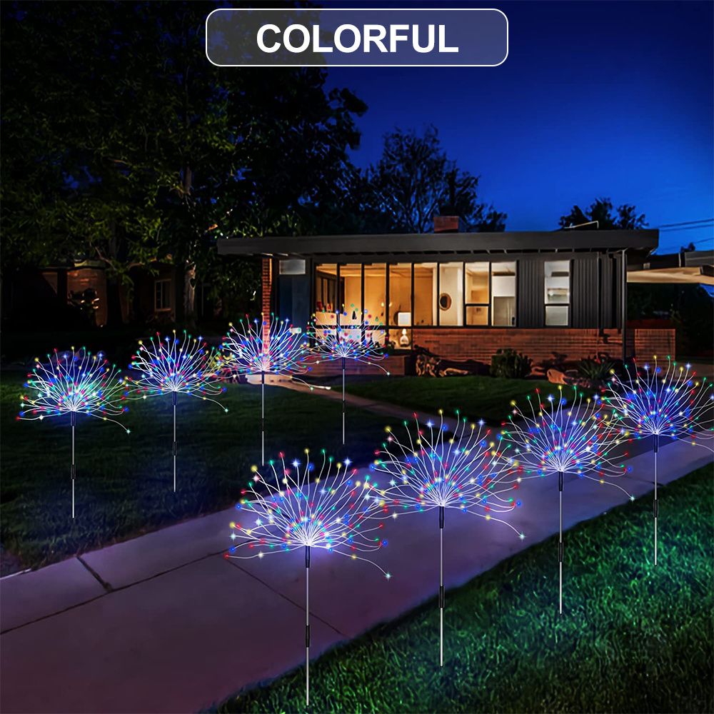 1 Pack Solar Firework Light Outdoor, IP65 Waterproof Solar Garden Flower Lights With 8 Lighting Modes, Decorative Fairy Lights With Stake, Halloween Decorations - Renee Lane Company
