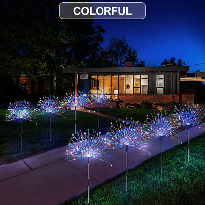 1 Pack Solar Firework Light Outdoor, IP65 Waterproof Solar Garden Flower Lights With 8 Lighting Modes, Decorative Fairy Lights With Stake, Halloween Decorations - Renee Lane Company