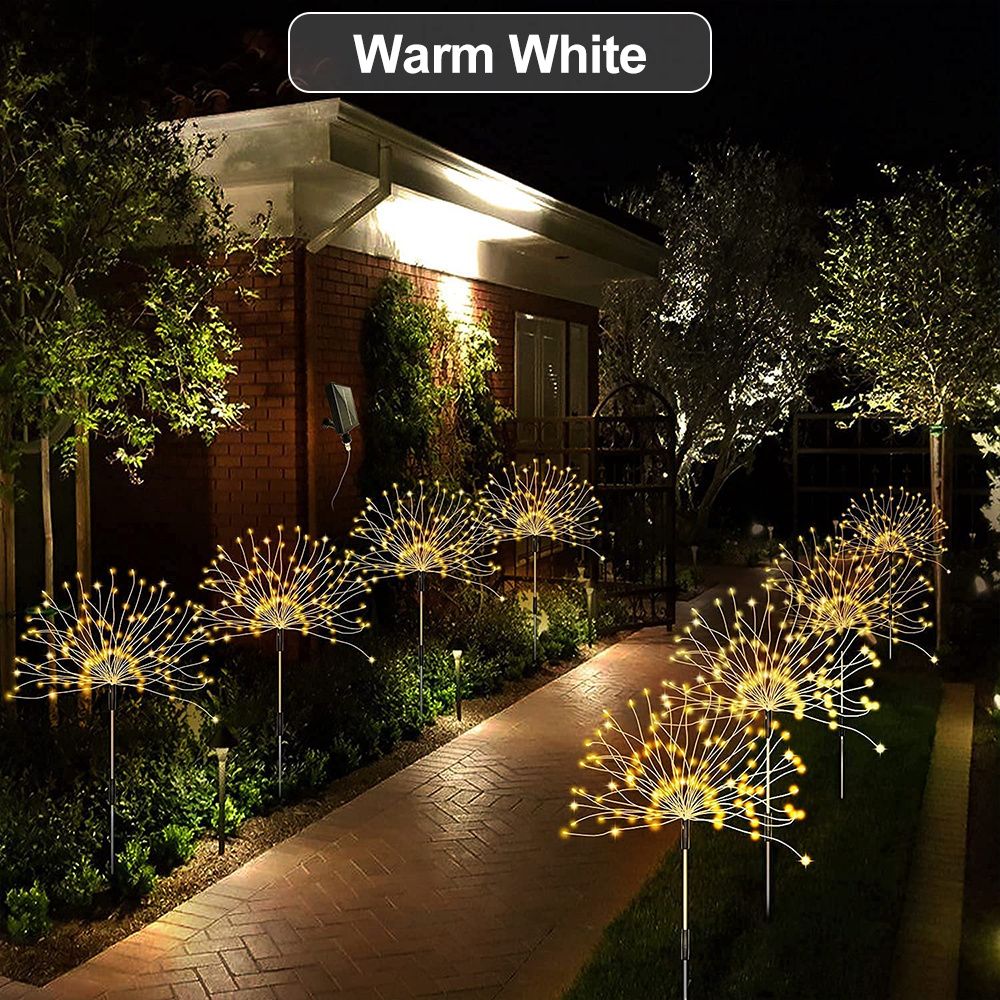 1 Pack Solar Firework Light Outdoor, IP65 Waterproof Solar Garden Flower Lights With 8 Lighting Modes, Decorative Fairy Lights With Stake, Halloween Decorations - Renee Lane Company