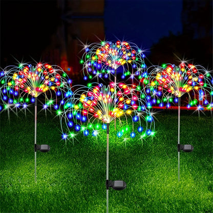 1 Pack Solar Firework Light Outdoor, IP65 Waterproof Solar Garden Flower Lights With 8 Lighting Modes, Decorative Fairy Lights With Stake, Halloween Decorations - Renee Lane Company