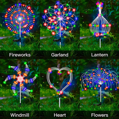 1 Pack Solar Firework Light Outdoor, IP65 Waterproof Solar Garden Flower Lights With 8 Lighting Modes, Decorative Fairy Lights With Stake, Halloween Decorations - Renee Lane Company