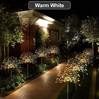 1 Pack Solar Firework Light Outdoor, IP65 Waterproof Solar Garden Flower Lights With 8 Lighting Modes, Decorative Fairy Lights With Stake, Halloween Decorations - Renee Lane Company