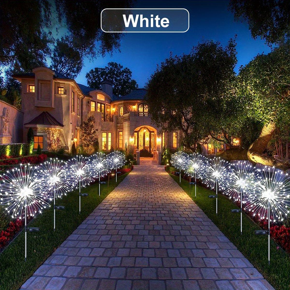 1 Pack Solar Firework Light Outdoor, IP65 Waterproof Solar Garden Flower Lights With 8 Lighting Modes, Decorative Fairy Lights With Stake, Halloween Decorations - Renee Lane Company