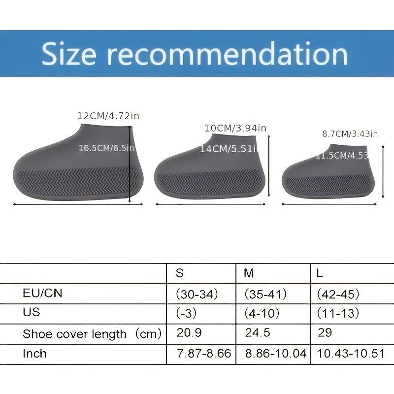1 Pair Of Reusable Latex Waterproof Rain Shoe Covers Slip-resistant Rubber Rain Boot Covers S/M/L Shoe Accessories - Renee Lane Company