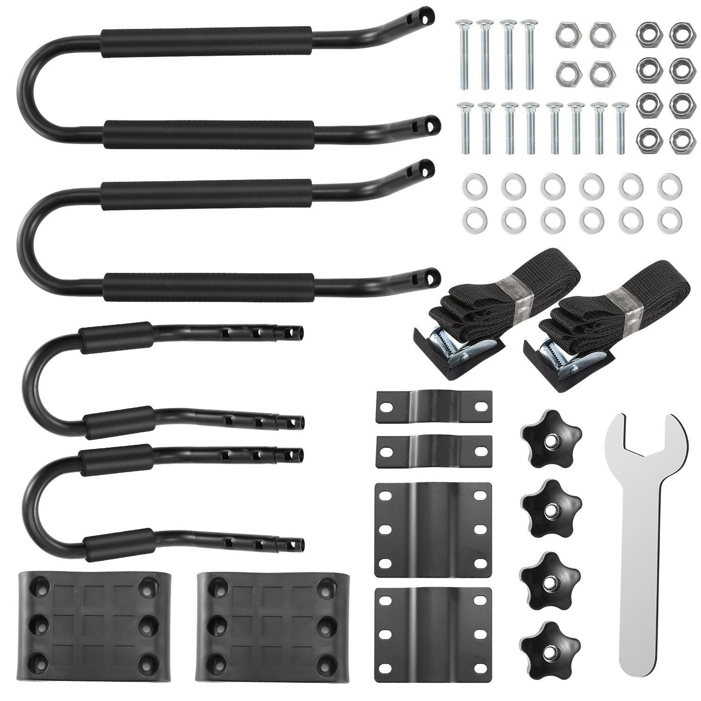 1 Pair Universal J-Bar Kayak Carrier 220LBS Load Heavy Duty Canoe Car Top Mount Carrier Roof Rack with 2Pcs Tie Down Straps - Renee Lane Company