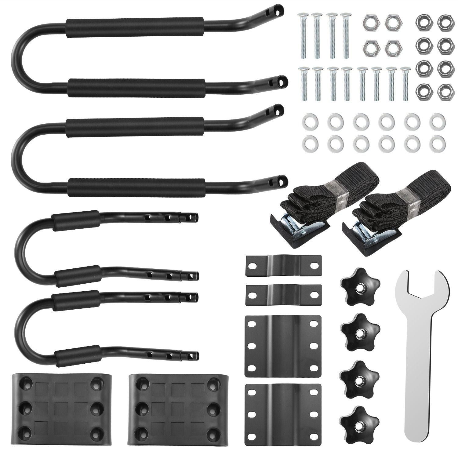 1 Pair Universal J-Bar Kayak Carrier 220LBS Load Heavy Duty Canoe Car Top Mount Carrier Roof Rack with 2Pcs Tie Down Straps - Renee Lane Company