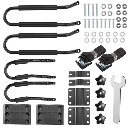 1 Pair Universal J-Bar Kayak Carrier 220LBS Load Heavy Duty Canoe Car Top Mount Carrier Roof Rack with 2Pcs Tie Down Straps - Renee Lane Company