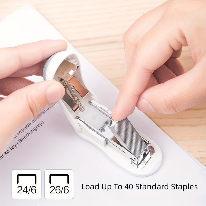 1 Piece Deli Compact Light Blue Stapler For 40 Staples And 12 Sheets Of Paper For Office, School, Booklet Or Book Binding - Renee Lane Company