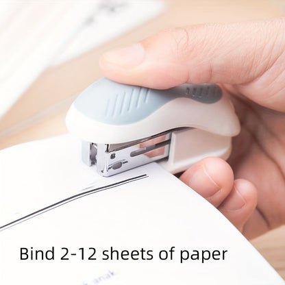 1 Piece Deli Compact Light Blue Stapler For 40 Staples And 12 Sheets Of Paper For Office, School, Booklet Or Book Binding - Renee Lane Company