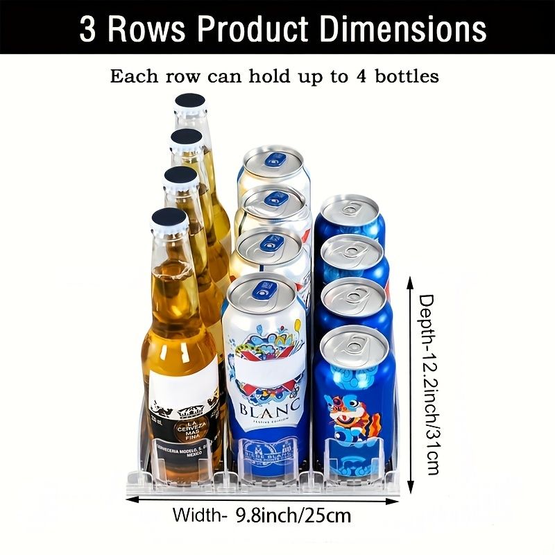 1 Set 3/4/5 Rows Soda Can Dispenser, Refrigerator Bottle Can Organizer, Self-Pushing Soda Can Dispenser Holds Up To 12 Cans, Beverage Storage For Pantry/Vending Machine - Renee Lane Company