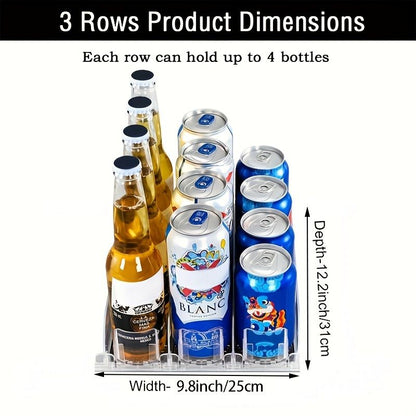 1 Set 3/4/5 Rows Soda Can Dispenser, Refrigerator Bottle Can Organizer, Self-Pushing Soda Can Dispenser Holds Up To 12 Cans, Beverage Storage For Pantry/Vending Machine - Renee Lane Company