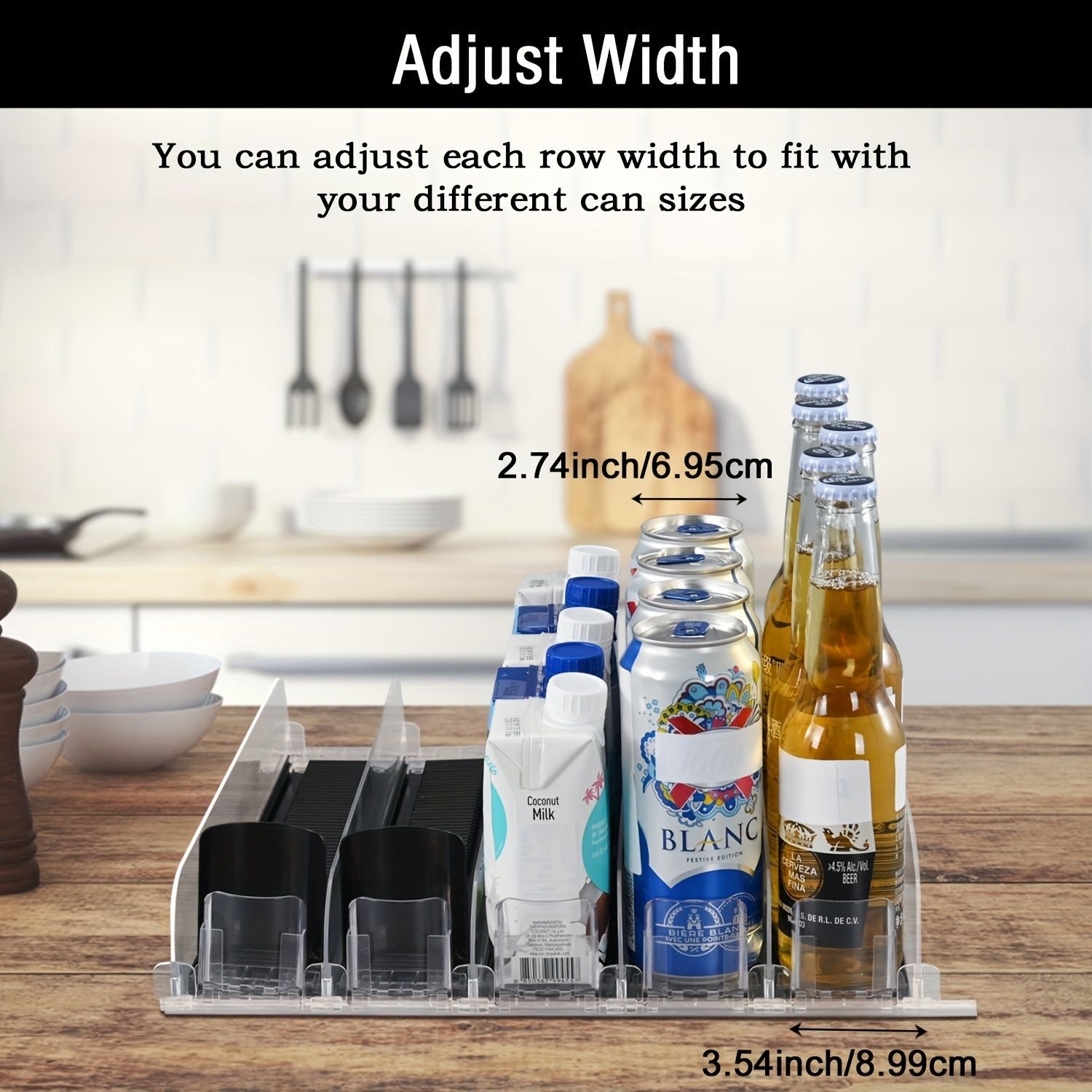 1 Set 3/4/5 Rows Soda Can Dispenser, Refrigerator Bottle Can Organizer, Self-Pushing Soda Can Dispenser Holds Up To 12 Cans, Beverage Storage For Pantry/Vending Machine - Renee Lane Company