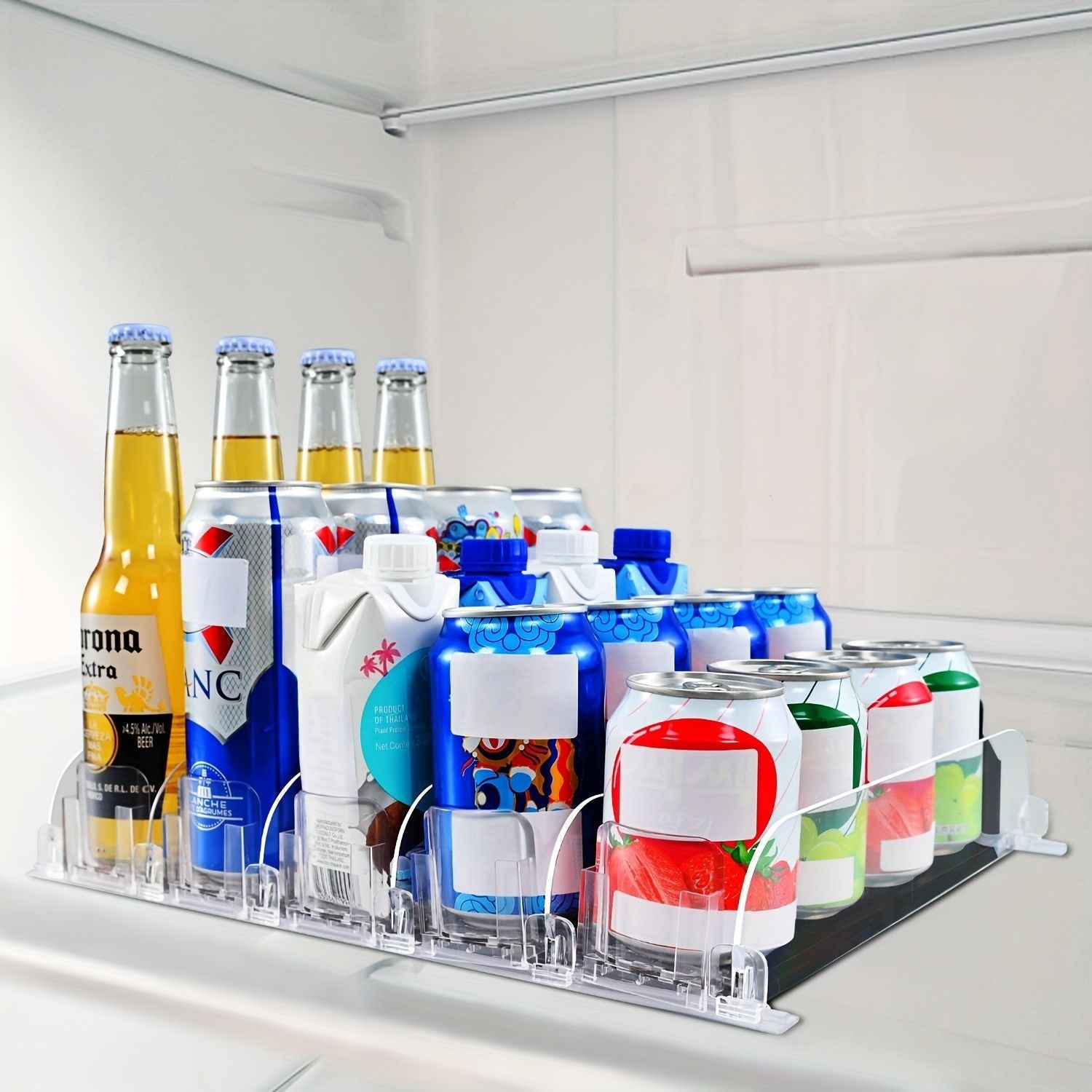 1 Set 3/4/5 Rows Soda Can Dispenser, Refrigerator Bottle Can Organizer, Self-Pushing Soda Can Dispenser Holds Up To 12 Cans, Beverage Storage For Pantry/Vending Machine - Renee Lane Company