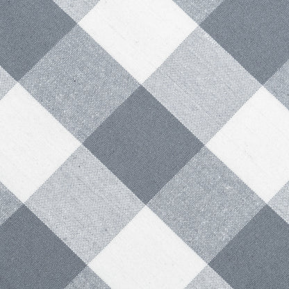 Gray and white plaid tablecloth fabric with woven check pattern