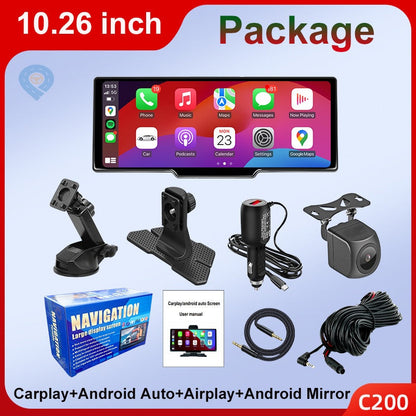 10.26-inch Portable Car Central Control Smart Screen with Wireless CarPlay, Android Auto, Bluetooth, and AHD Backup Camera - Renee Lane Company
