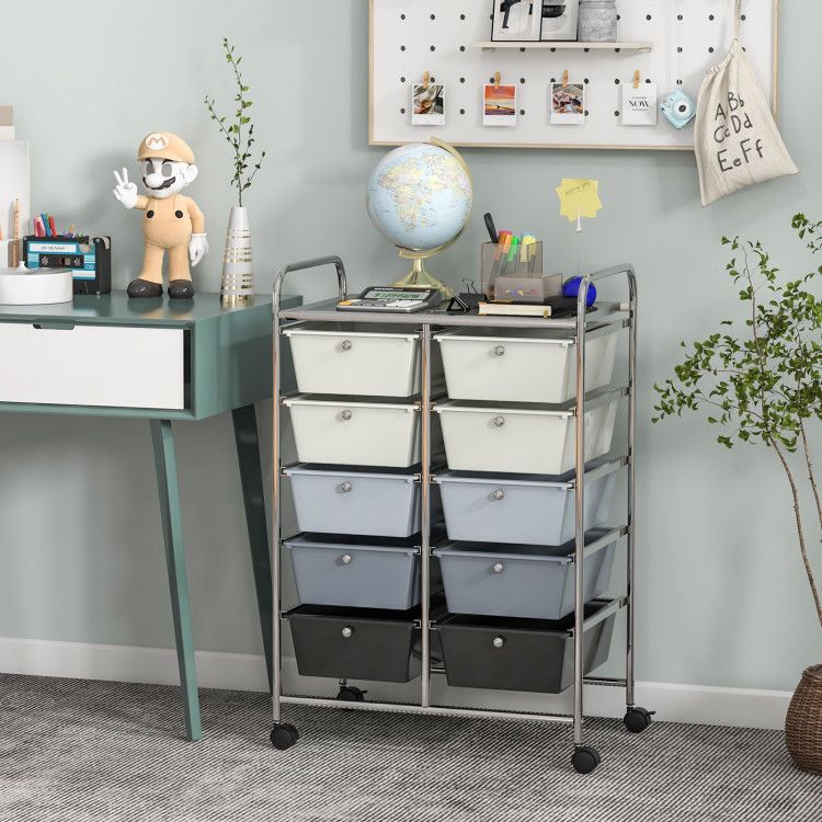 10-Drawer Rolling Storage Cart - Renee Lane Company
