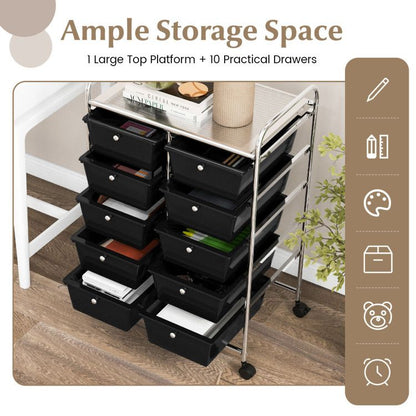 10-Drawer Rolling Storage Cart - Renee Lane Company
