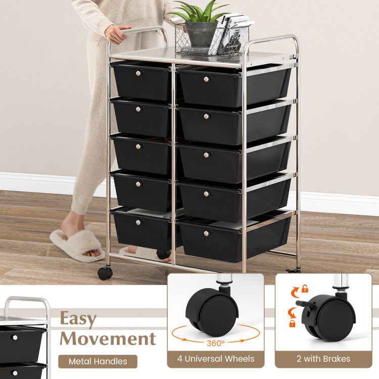 10-Drawer Rolling Storage Cart - Renee Lane Company