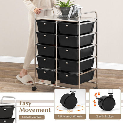 10-Drawer Rolling Storage Cart - Renee Lane Company