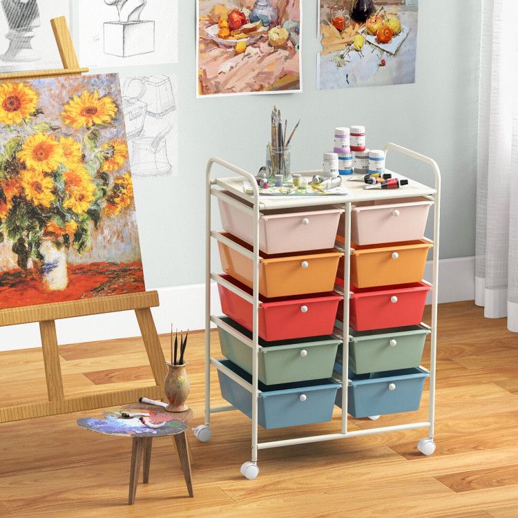 10-Drawer Rolling Storage Cart - Renee Lane Company