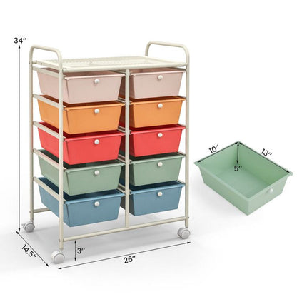 10-Drawer Rolling Storage Cart - Renee Lane Company